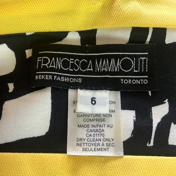 Francesca Mammoliti Geometric Black/Yellow/White Dress Size 6 - Picture 8 of 12